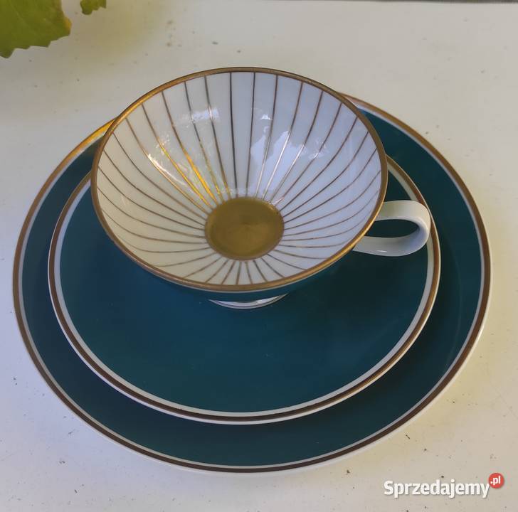 NIEZWYKLEJ URODY KOLEKCJONERSKIE TRIO SYGNOWANE Porcelana i szkło Pabianice sprzedam