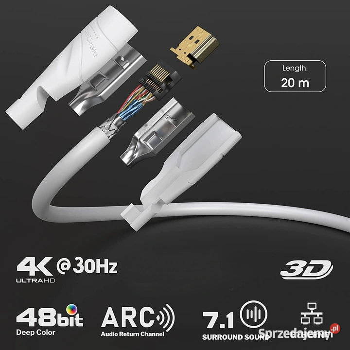 Kabel HDMI 20m High Speed with Ethernet nowy