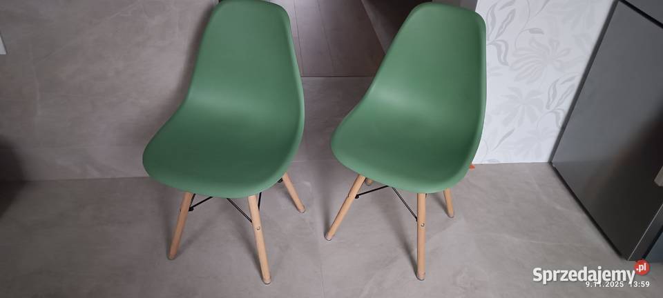 Krzesło styl skandynawski zielone nogi buk Szczecin