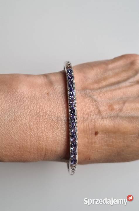 Srebrna bransoletka z tanzanitami Otwock sprzedam