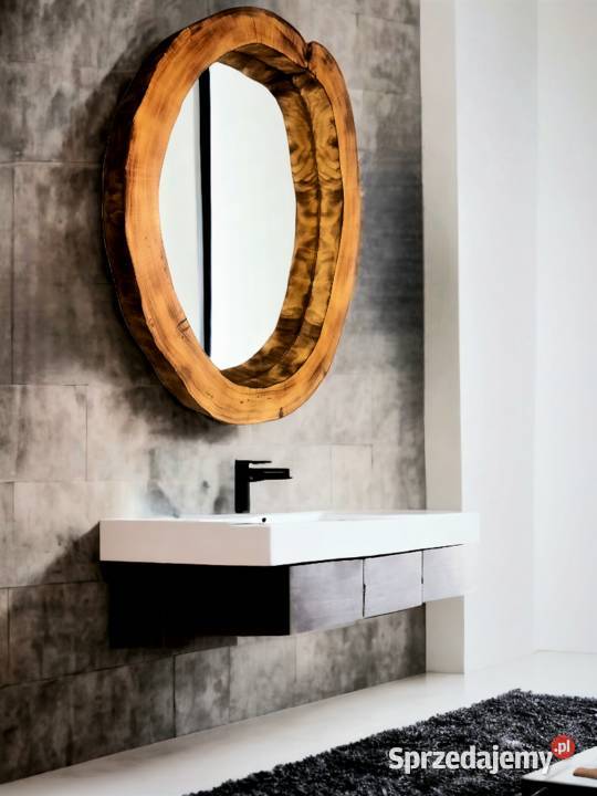 lustro okrągłe drewniane do nowoczesnej łazienki Rzeszów