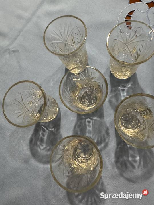 Szklaneczki kryształowe z czasowPRL lata 70 te Częstochowa
