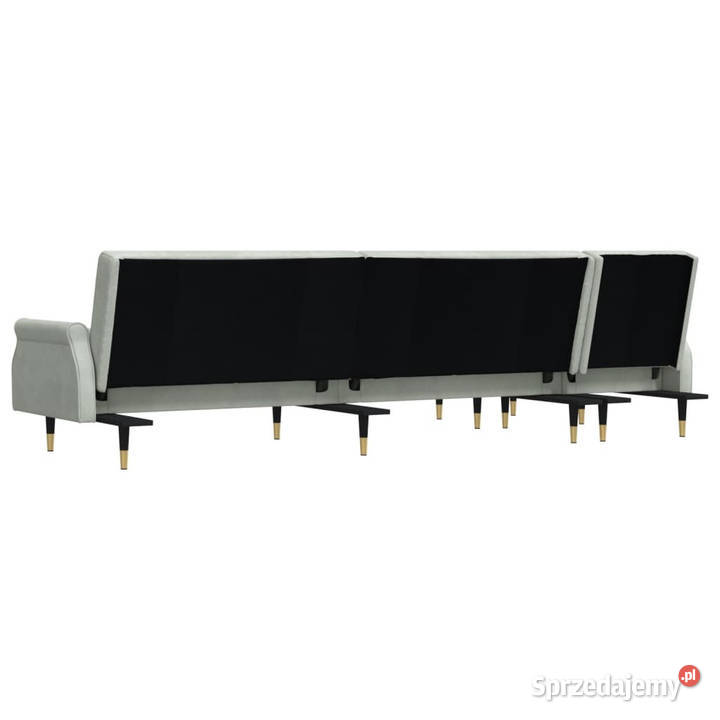Sofa rozkładana L jasnoszara 271x140x70 aksamit Warszawa