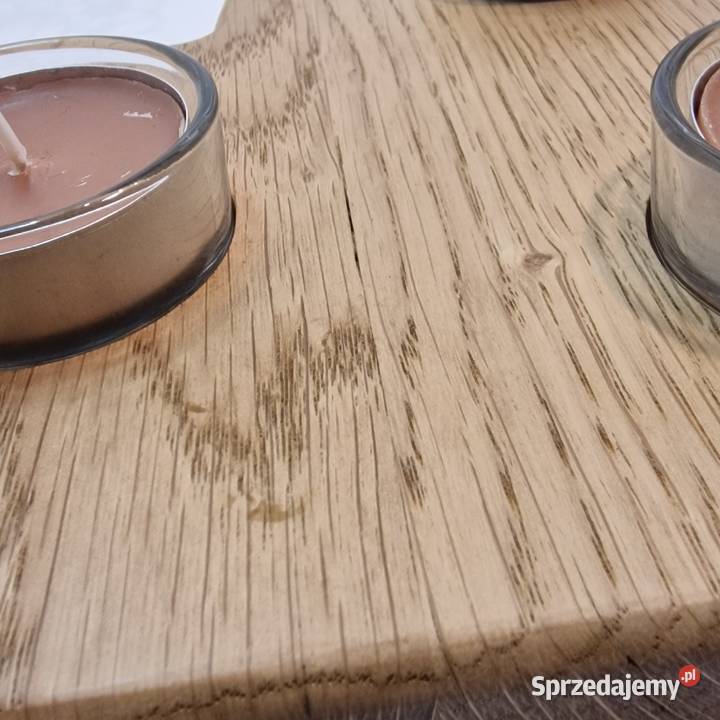 Świecznik drewniany serce z dębu spokojna Sępopol