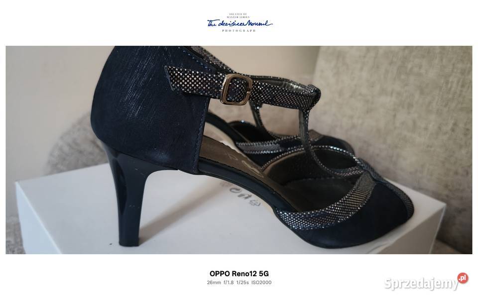 granatowe eleganckie skórzane buty damskie w śląskie Bielsko-Biała