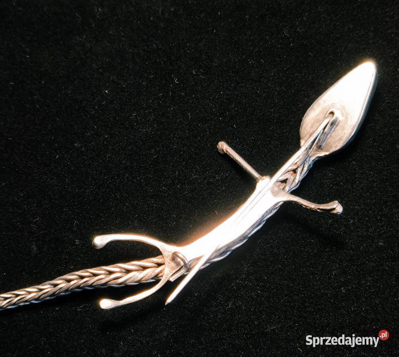 Srebro Bursztyn Piekna Duża Srebrna Brosza z małopolskie