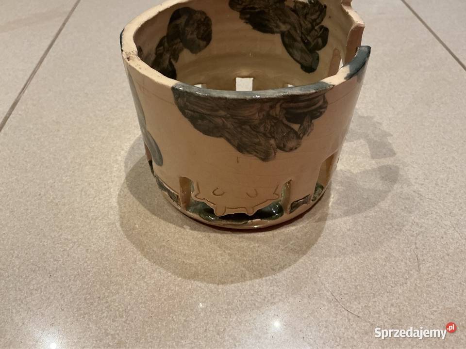 Osłonka Ceramiczna Krówka na Butelke Sygnowana Nowa Sól