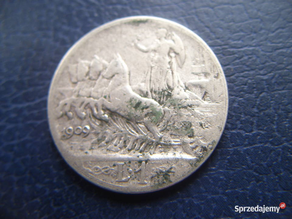 Stare monety 1 lir 1909 Włochy srebro