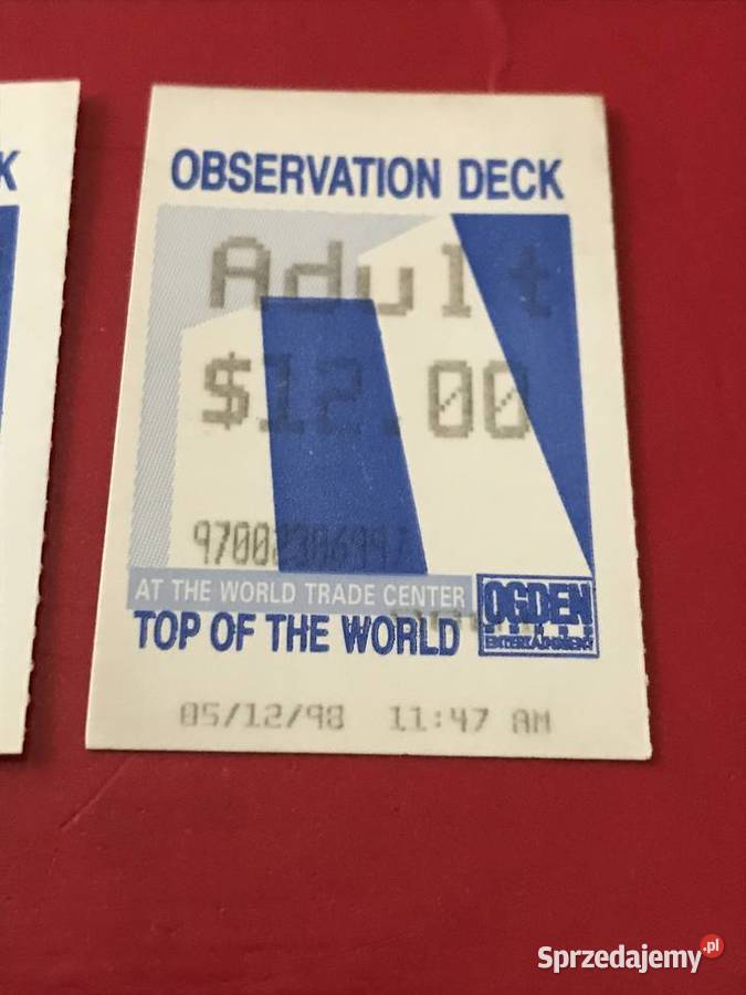 Bilet wstępu na WTCdwa bilety z 1998 Zegrze