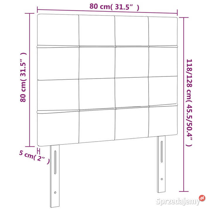 Zagłówek do łóżka z LED czarny 80x5x118128 mazowieckie Warszawa