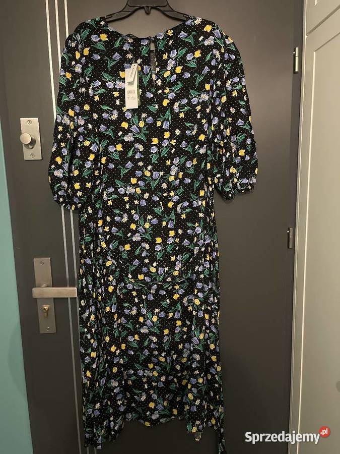 George sukienka modny wzór kwiaty groszki nowa Rozkloszowana