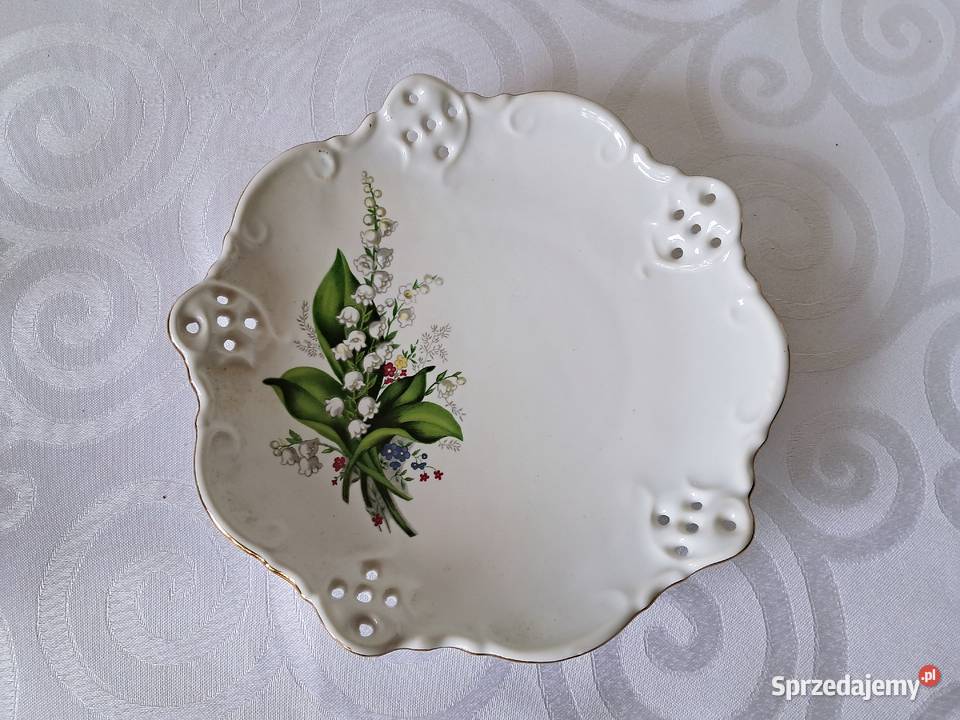 Porcelanowa patera chodzież konwalie 19 ażurowa Strzelce Krajeńskie
