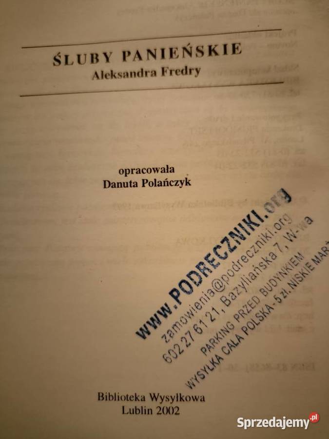 Śluby panieńskie analizy literatura księgarnia Warszawa