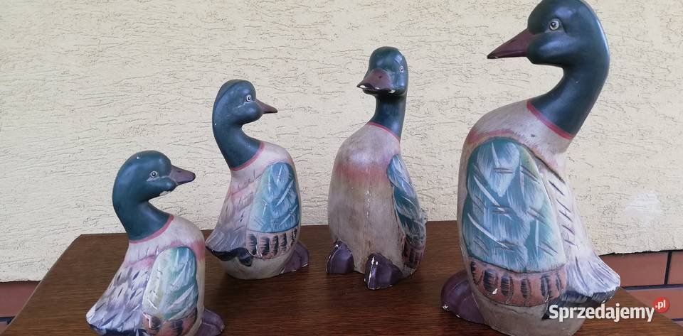 Kaczki drewniane figurki kaczory rodzina kaczek Dekoracje i ozdoby Garwolin