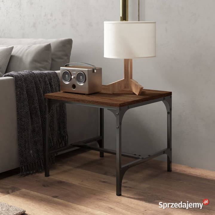 Stolik boczny brązowy dąb 40x40x35 materiał mazowieckie