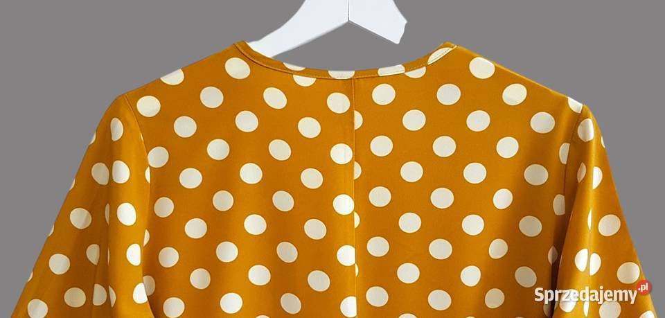 Damska bluzka musztardowa krótki rękaw w białe Chrzanów sprzedam