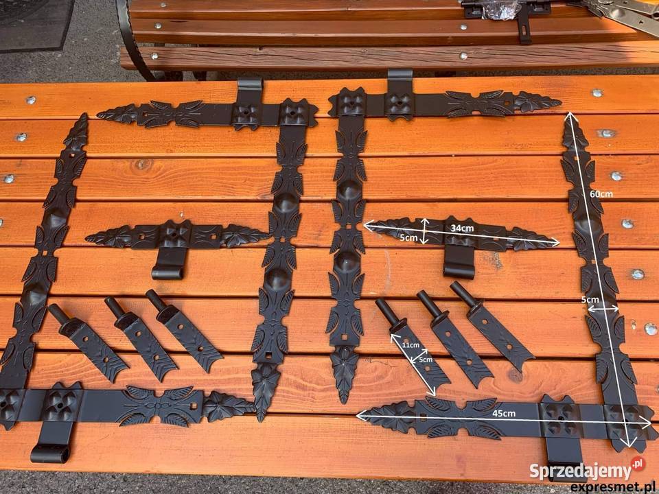 2 sztuki Zawias pasowy kuty 600mm ozdobny czarny Lublin