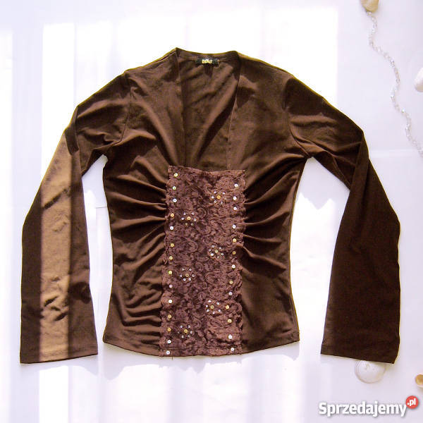 brązowa bluzka z koronką śląskie Katowice