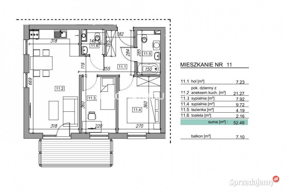 Mieszkanie Myślenice Zawada 4545m2 3pokojowe Sprzedaż