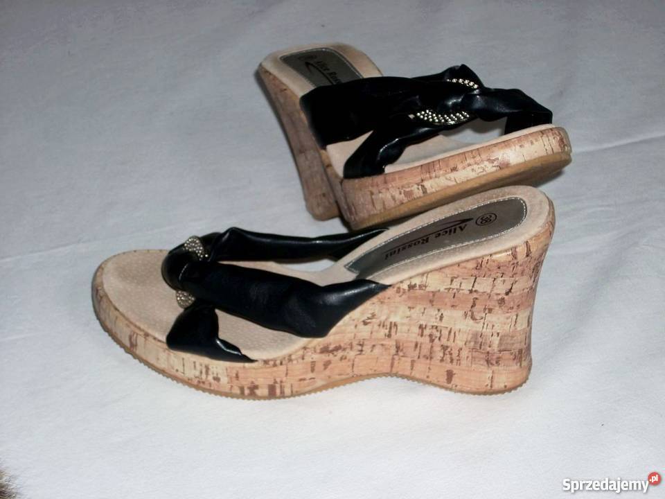 ALICE ROSSINI klapki KOTURNY wkł skóra NOWE 385 Rozmiar 39 Moda i Styl Nowy Sącz