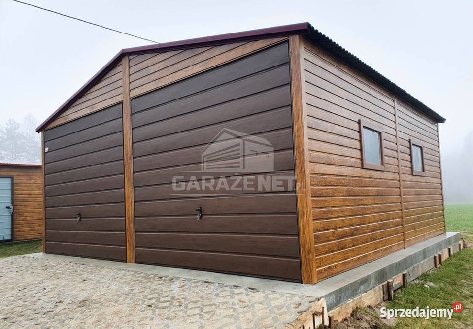 GARAŻ BLASZANY 6X6 m 2x BRAMA DREWNOPODOBNY Architektura ogrodowa małopolskie Łapanów