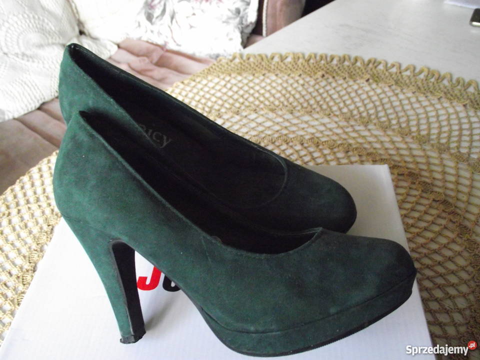 ZAMSZOWE SZPILKI SKÓRA NATURALNA r 37 zielony Piła sprzedam