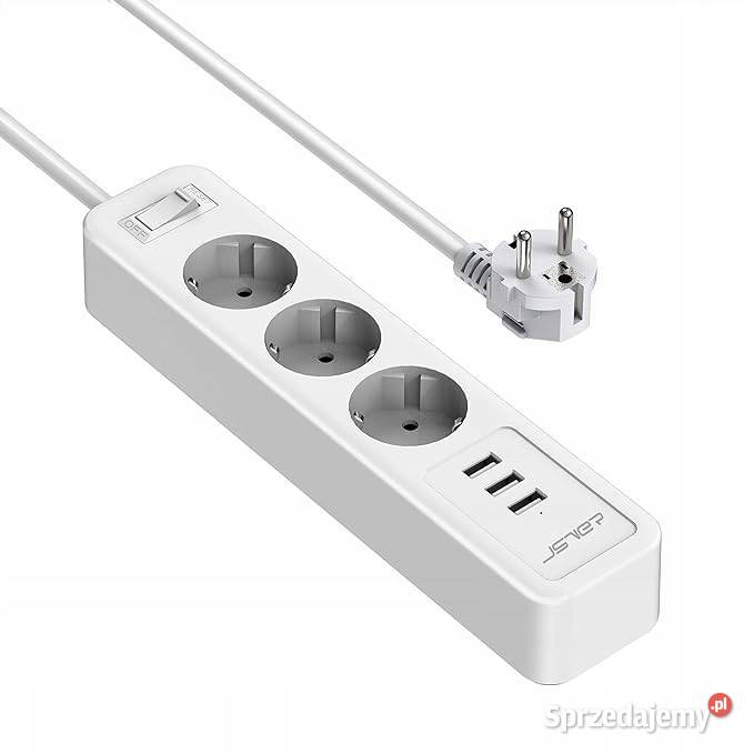 JSVER Listwa zasilająca 3x230V 3xUSB 3680W z mazowieckie Myszyniec sprzedam