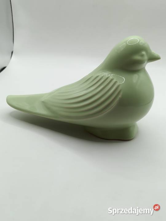 Figurka ceramika miętowy zielony ptak gołąb lubelskie Zamość