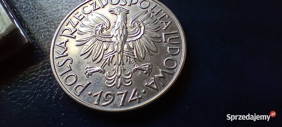 Stare monety 5 złotych 1974 Rybak PRL Polska Lesko