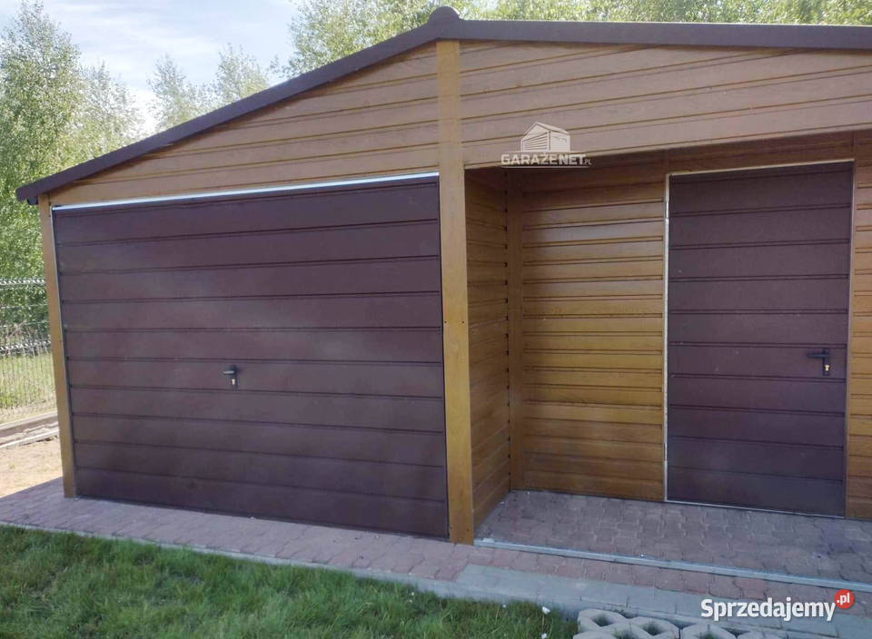 GARAŻ BLASZANY 6m x 6m DWUSPAD BRAMA DRZWI OKNO