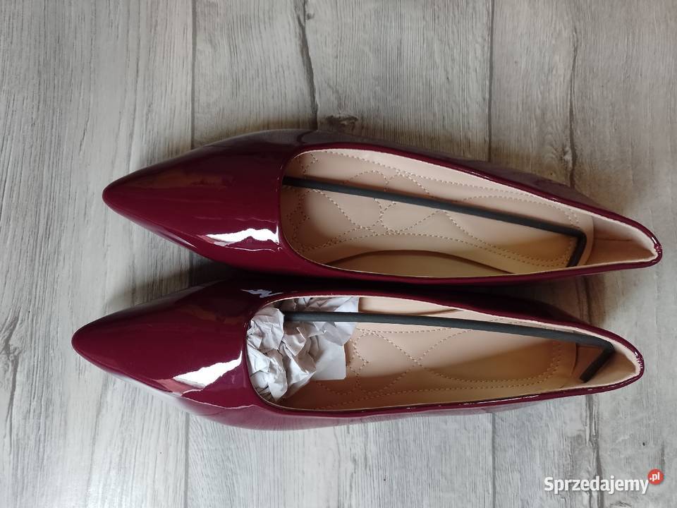 4344 Bordowe baleriny wieczorowe NOWE