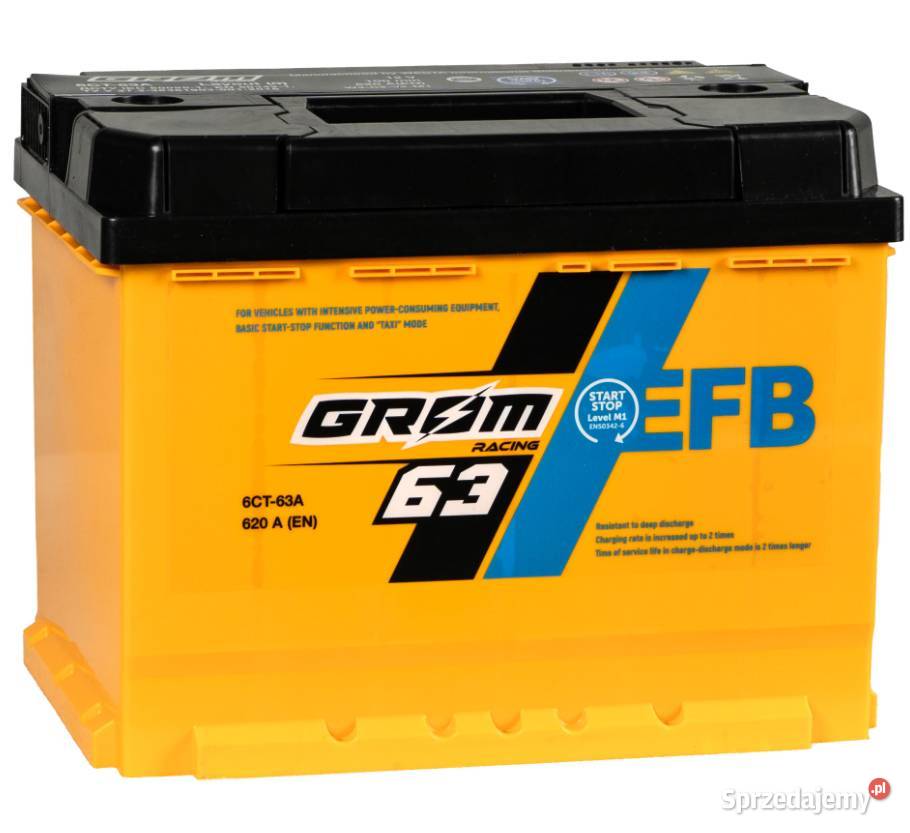 Akumulator Grom Racing EFB 63Ah 620A wysoki Kalisz