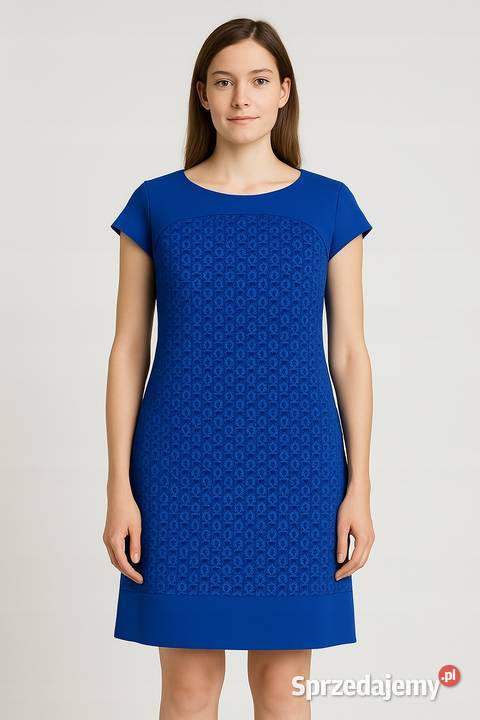 Elegancka sukienka damska koronka 40 kobal