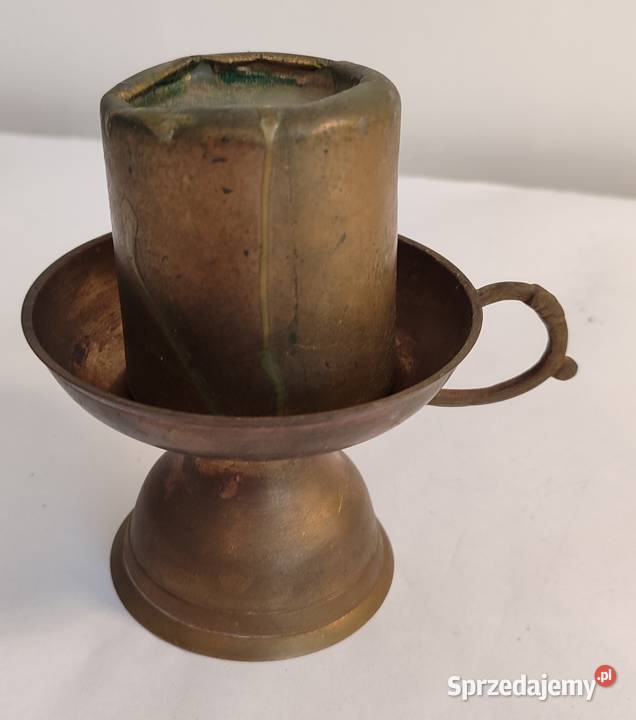 Stary mosiężny świecznik kaganer antyk pomorskie Gdańsk
