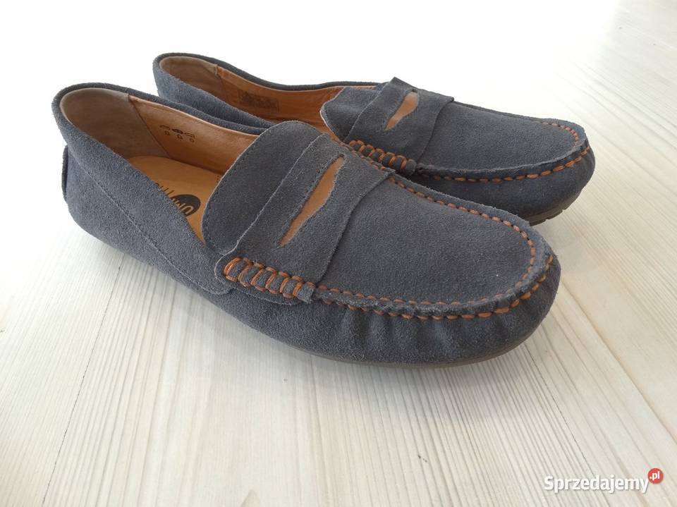 Buty Mokasyny Skórzane Skóra Naturalna Szare sprzedam