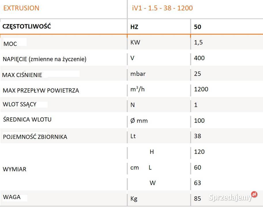 ODKURZACZ PRZEMYSŁOWY ODCIĄG EXTRUSION iV1 15 38 Obodowo