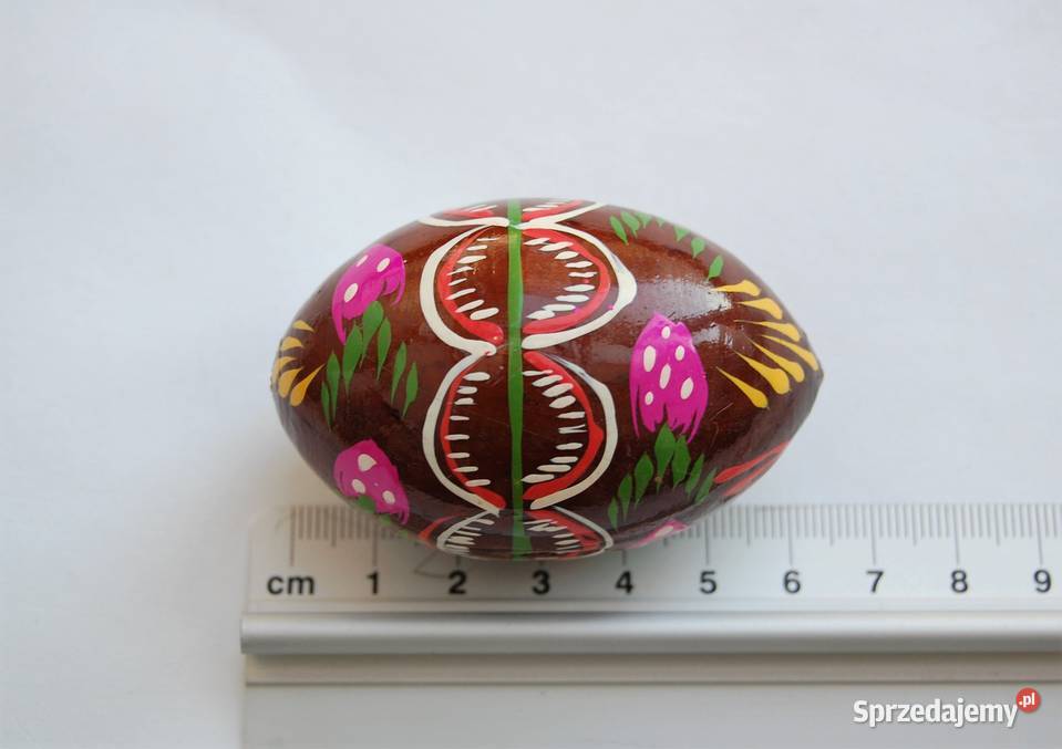 Stara pisanka drewniana malowana Ukraina 65 wielokolorowy Lublin