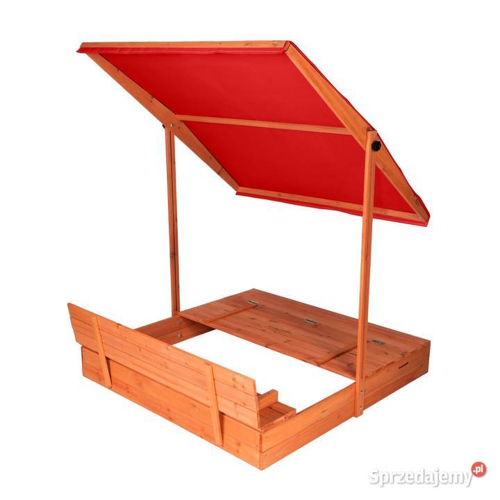 Drewniana piaskownica ogrodowa z daszkiem Ogród wielkopolskie Poznań