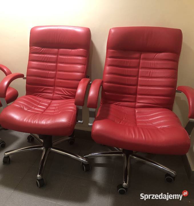 Dwa fotele biurowe regulowane skórzane
