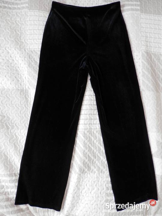 Spodnie Aksamitne Czarne Wizytowe Wieczorowe Rozmiar 40(L) Łomża