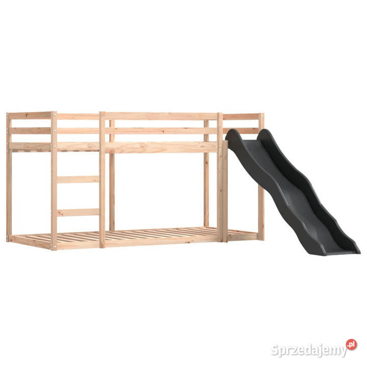 Łóżko na antresoli ze zjeżdżalnią i zasłonkami 97cm