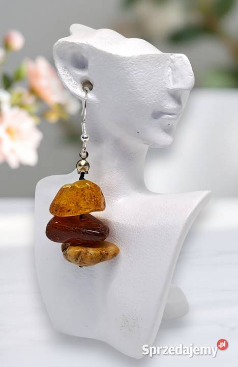 Kolczyki z BURSZTYNU bursztyn bałtycki bryłki Kolczyki Warszawa