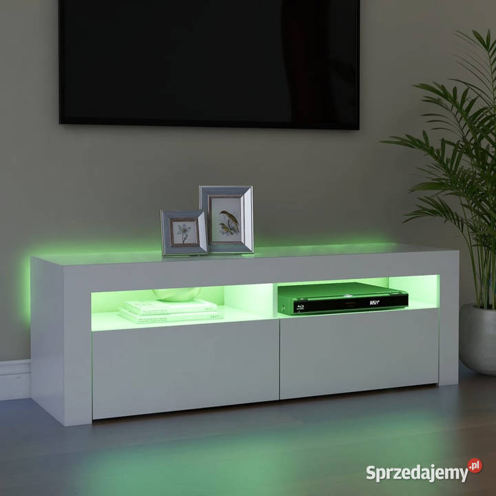 Szafka pod TV z oświetleniem LED biała 120x35x40 Warszawa