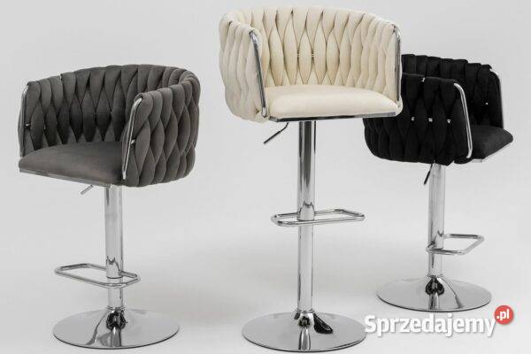 Hoker szarosrebrny krzesło barowe Luxury Glamour Hokery Golkowice
