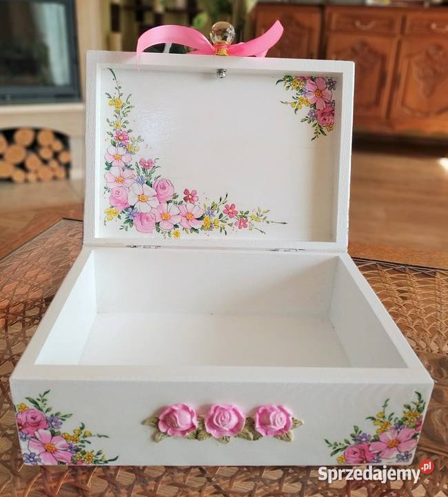 Skrzynka pudełko DZIEWCZYNKA decoupage 22x16 Szpetal Górny