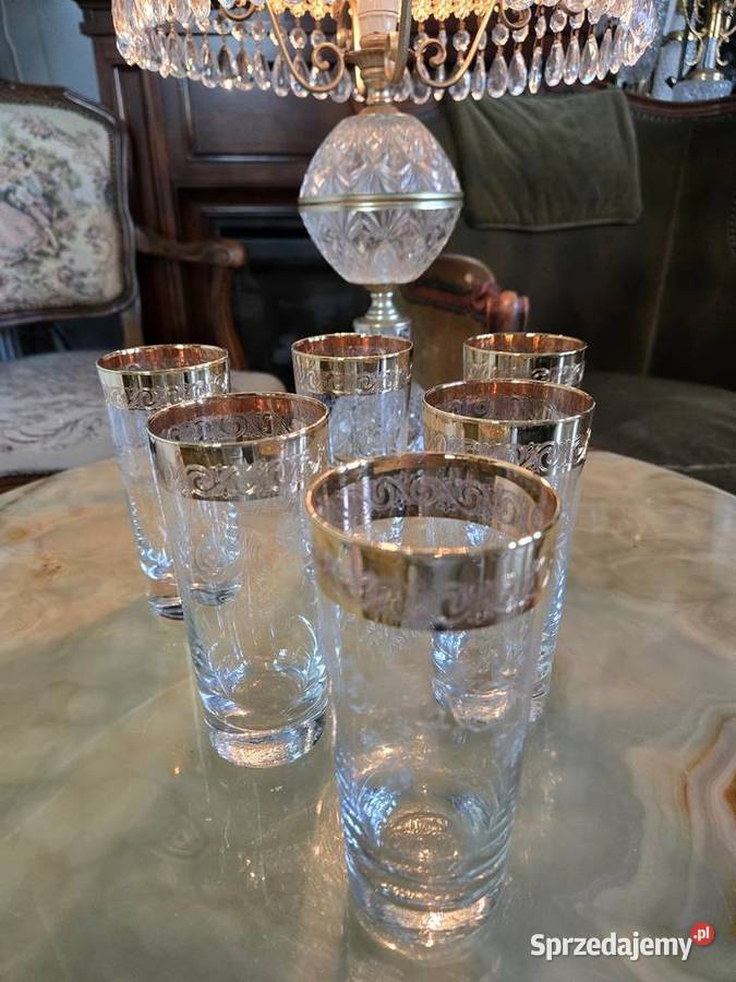 Kieliszki Kryształowe zdobione złotem Murano Kieliszki i pucharki Kalisz
