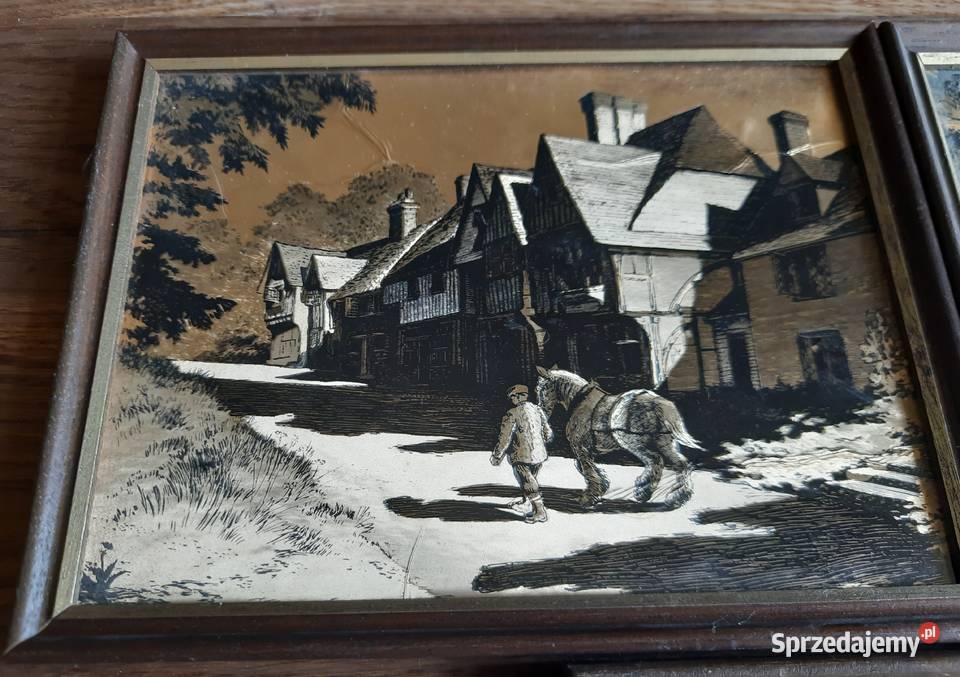Obrazki zabytkowy wydruk na metalicznej folii warmińsko-mazurskie Morąg sprzedam