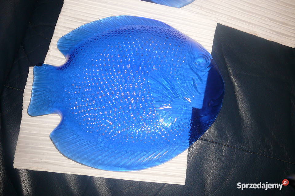 Duży talerz ryba szkło szafirowe Wrocław sprzedam