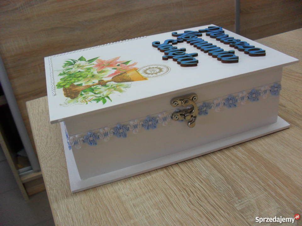 Pudełko szkatułka księga decoupage I Komunia Bochnia sprzedam