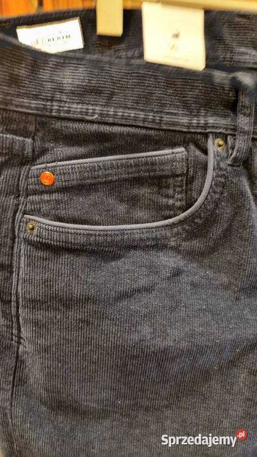 Męskie SPODNIE SZTRUKSOWE granatowe marki niebieski Lublin